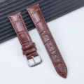 Cinturino per orologio in pelle marrone con stampa coccodrillo e fibbia in acciaio. - 12mm / Marrone