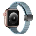 Replacement watch band for Apple Watch Ultra 9 8 7 6 magnetic wave leather strap - Slim Denim Blue
