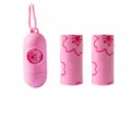 Pink dog poop bag dispenser set with carabiner and two rolls of scented biodegradable bags. - 2 Rolls Pack (With Capsule Dispenser) / Pink