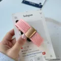 Compatible pink braided nylon magnetic watch band for Apple Watch, breathable and stylish. - Pink