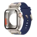 Robustes Schutzgehäuse und blaues Silikonarmband Set kompatibel mit Apple Watch Ultra. - 44mm / Titanblau