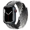 Compatible nylon braided watch strap with gradient black grey white design for smart watch. - 38/40/41mm - Size S / Black and Gray