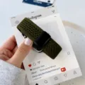 Dark green woven nylon magnetic watch band replacement for Apple Watch, breathable strap accessory. - 42/44/45/49/S10-46mm / Army Green