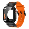 Robustes oranges TPU-Uhrenarmband mit schwarzem PC-Schutzcase für Apple Watch Ultra. - Schwarz und Orange