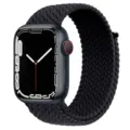 Black smartwatch with woven nylon loop band and digital watch face product render view. - 38/40/41mm - Size S / Black