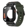 Robustes Schutzgehäuse und TPU Uhrenarmband Set mit gehärtetem Glas Displayschutz für Uhr. - Schwarz und Grün
