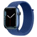 Blue braided nylon solo loop strap with smartwatch design, comfortable and durable fit. - Blue