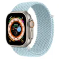 Blue nylon braided watch strap compatible with smart watch ultra, adjustable band. - Light Blue