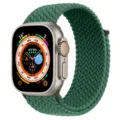 Green nylon braided solo loop replacement watch band compatible with Apple Watch Ultra 8 7 49mm. - Dark Green