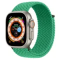 Green nylon braided solo loop strap replacement for smart watch compatible design. - Green