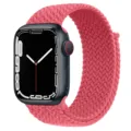 Pink braided solo loop nylon replacement watch band variant compatible for Apple Watch Ultra 8 7. - Bright Pink