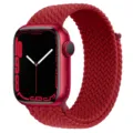 Red nylon braided solo loop band replacement strap compatible with Apple Watch Ultra 8 7 SE 49mm - Red