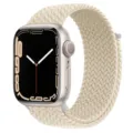 Nylon braided watch strap replacement compatible with Apple watch series ultra 8 7 beige - Starlight