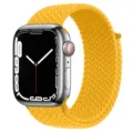 Yellow braided solo loop nylon strap compatible with Apple Watch, comfortable and durable. - Yellow