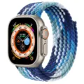 Nylon braided solo loop strap for Apple Watch Ultra 8 7 49mm 45mm 41mm adjustable band - Blueberry Blue