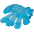 Blue silicone pet bathing and massage glove for grooming and cleaning, durable and flexible design - Five Finger Bath Glove / Unisex / Blue