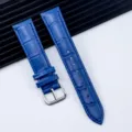 Cinturino per orologio in pelle blu, fantasia coccodrillo con elegante fibbia ad ardiglione. - 12mm / Blu