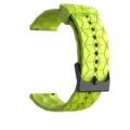 Gedetailleerde detailopname van de groene 20mm siliconen horlogeband met geometrisch patroon. - Limoen