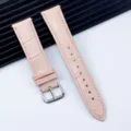 Bracelet de montre en cuir rose avec motif croco et boucle ardillon argentée, universel. - Rose