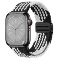 Black and white woven nylon magnetic loop strap replacement for smart watch breathable band. - 38/40/41/S10-42mm / Z-Pattern Black and White
