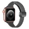 Magnetic fold leather wave watch band replacement strap for smart watch apple compatible accessory - Slim Grey Litchi Grain