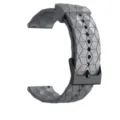 Grey silicone watch strap with geometric triangle pattern and black buckle, 20mm width. - 20mm / Gray