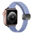 Magnetic folding leather watch band compatible with Apple Watch blue wave design - Slim Light Blue Twill