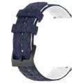 Universele siliconen smartwatch-band met geometrisch patroon, blauw-wit, breedte 22 mm. - Middernachtblauw & wit