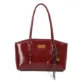 Stylish red PU leather shoulder bag for women, large capacity casual tote bag daily. - Without Charm / Red