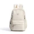 Casual large capacity nylon backpack for women chic commuting daily travel school bag beige - White