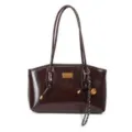 Brown PU Leather Shoulder Bag for Women Chic Casual Daily Commuter Underarm Handbag - Without Charm / Coffee