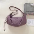 Purple grid slouchy shoulder bag women casual large capacity crossbody tote daily commuting - Purple