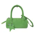 Green cylindrical shoulder handbag casual barrel bag with stylish star pendant accessory. - 21x10x10 with Pendant / Green