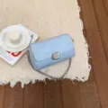 Borsa a tracolla estiva casual da donna, mini borsa con catena elegante tinta unita chic. - Blu