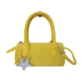 Yellow cylindrical handbag for women, chic solid color shoulder crossbody bag, stylish. - 21x10x10 with Pendant / Yellow