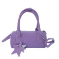 Stylish purple cylinder baguette bag shoulder crossbody handbag with cute star pendant. - 21x10x10 with Pendant / Purple