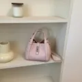 Bolso cubo de cuero rosa elegante asa superior bandolera accesorio minimalista moda - Rosa