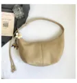Damen minimalistische Halbmond Hobo Umhängetasche lässige Alltag Leder Beutel Handtasche - Khaki (SY2031) / Khaki Mit Anhänger