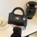 Black Woven Leather Handbag Chic Chain Crossbody Bag Versatile Style Variant No. 01 - Black