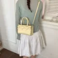 Bolso de mano amarillo con lazo Bandolera Elegante Bolso hombro mujer de cuero PU chic - Amarillo claro