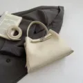 Off-white textured leather top handle handbag, elegant daily commuter tote bag for women. - Rice White (No Pendant)