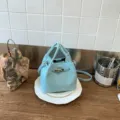 Bolso cubo azul claro con patrón de lichi, bolso de mano casual de moda para mujer. - Azul