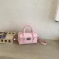 Rosa Litschi-Muster Handtasche, stylische Bowling Kissen Tasche mit Griff und Schulterriemen. - Standardausführung / Rosa