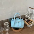 Hellblaue gewebte Lederhandtasche stilvolle Henkeltasche elegante modische Umhaengetasche - Einzelbag-Stil / Blau