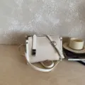 Leinwand Umhängetasche für Damen, stilvolle Schultertasche in Kontrastfarbe, Alltag Pendeltasche - Basisstil / Weiß