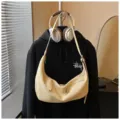 Beige Hobo Umhängetasche, lässige Halbmond Crossover Tasche, schlichte elegante Handtasche. - Standardausführung / Gelb