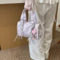 Koreanischer Stil Lavendel große Kapazität Tote Bag Motorrad Handtasche Umhängetasche - Mit Anhänger / Lila