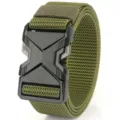 Durable tactical nylon belt with heavy-duty quick-release metal buckle for outdoor sports. - Army Green