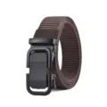Cinturón táctico de lona para hombre con hebilla automática negra para pantalones casuales. - Café / 120cm