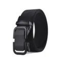 Men's Black Canvas Belt Automatic Buckle Tactical Military Casual Jeans Overalls Belt - Black / 120cm